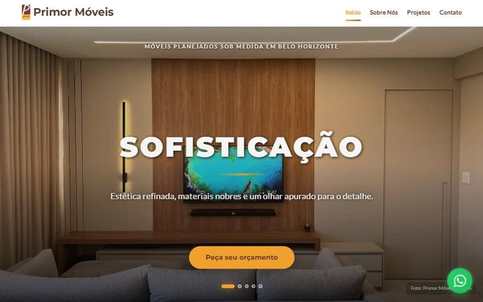 Captura de tela do projeto Primor Móveis Planejados